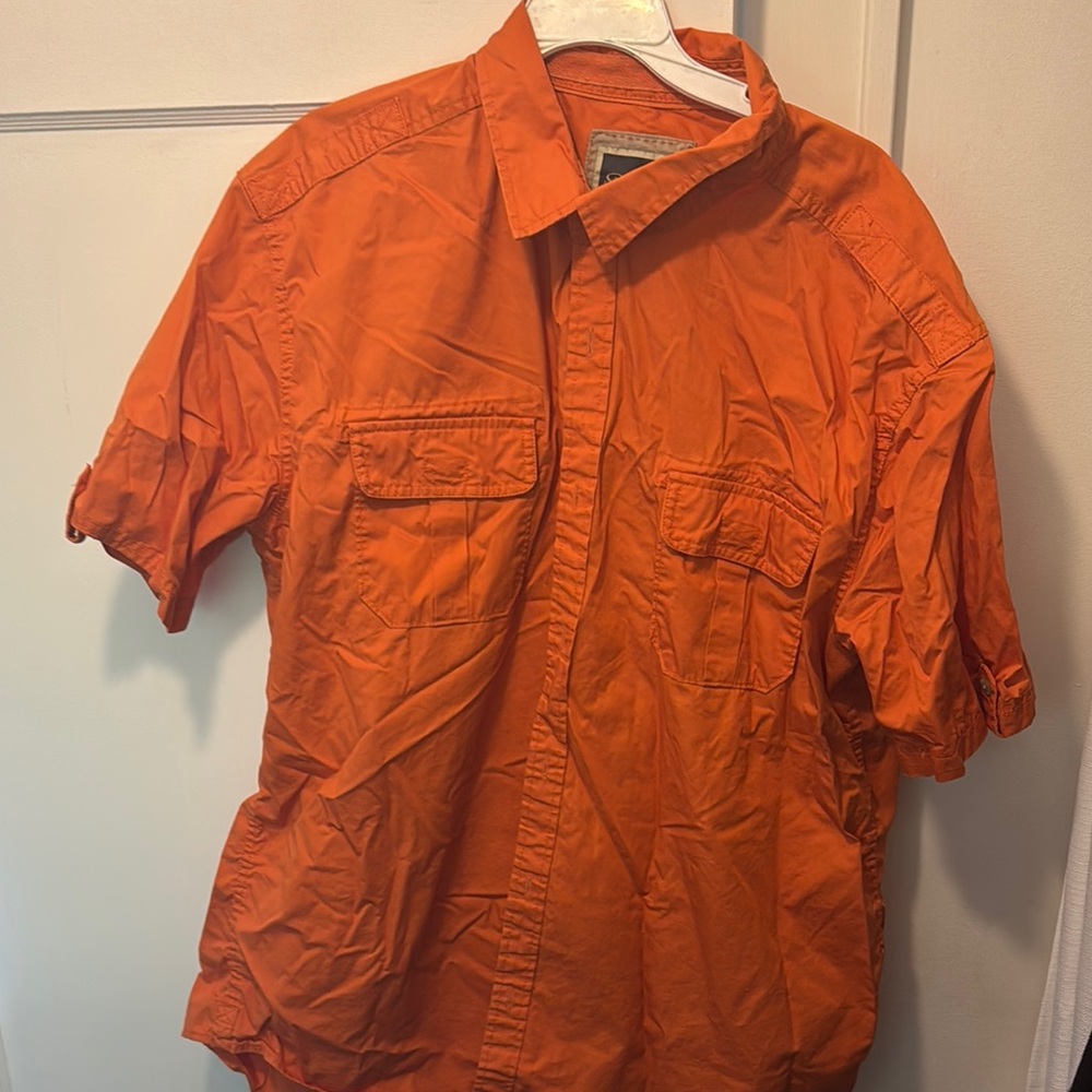Men's Orange Short Sleeve Fishing Shirt